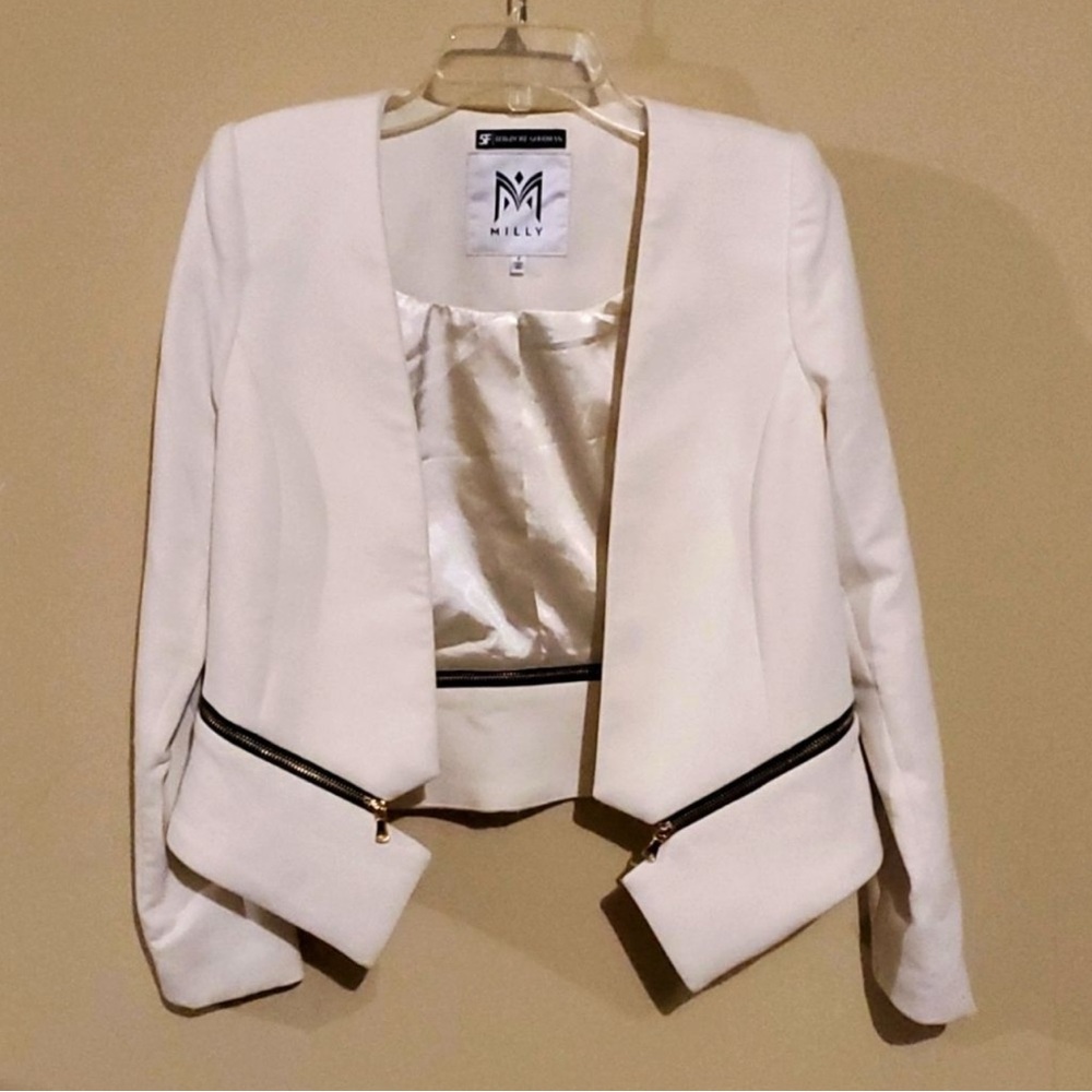 MILLY Open Front Zipper Accent blazer Jacket - Size 6